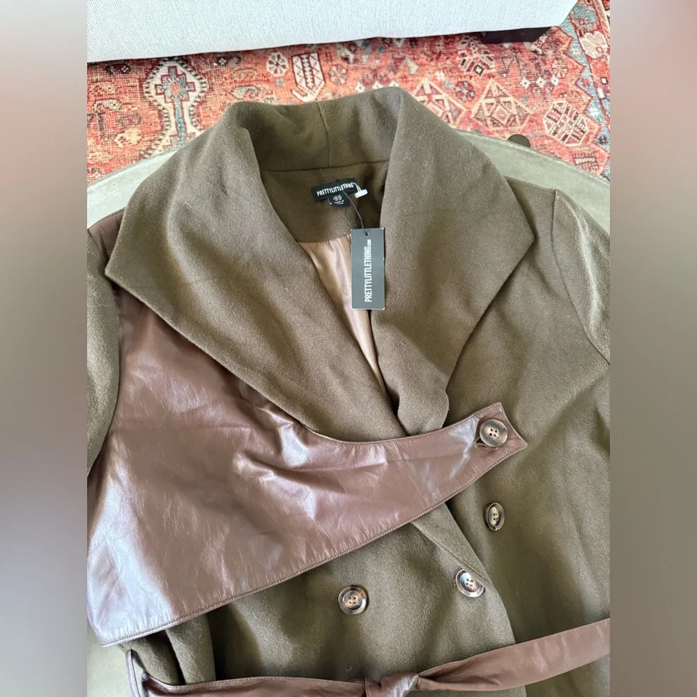 NWT Pretty Little Thing Chocolate Brown trench coat size 10. - Picture 10 of 10